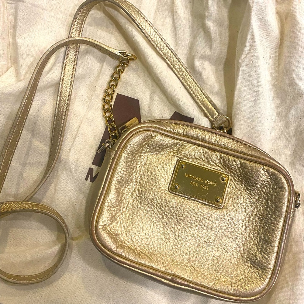 Vintage Gold Michael Kors Cross Body Purse with Dust Bag